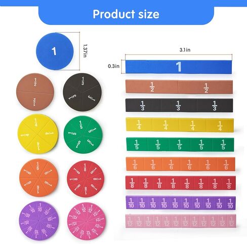 بلاط الكسور المغناطيسي لألعاب الفصول الدراسية للرياضيات للأطفال. وسائل تعليمية واقفة للفصول الدراسية الابتدائية. تساعد الأطفال على تعلم الكسور (R + مستطيلة) in Kuwait