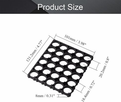 Fielect 5Pcs 3x4 Cell Spacer 18650 Lithium Battery Holder Bracket for DIY Battery Pack, 18.4mm Hole Dia in Saudi Arabia
