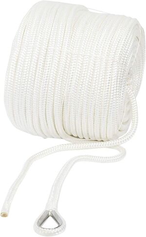 NovelBee 1/2" x 600' Double Braid Nylon Anchor Line with Stainless Steel Thimble,Safe Workload:1,020 Lbs;Tensile Strength:5,100 Lbs (White) in Saudi Arabia