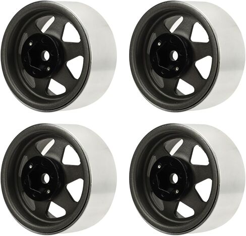 RC Beadlock Wheel Rim, 4Pcs 8.9mm Metal for SCX10 90046 1.9 Inch RC Car Supplies (Black) in Saudi Arabia
