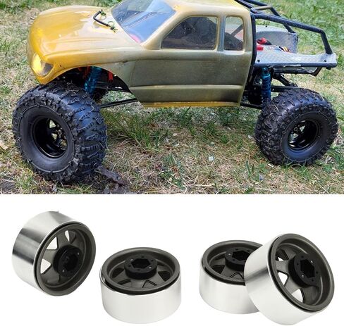 RC Beadlock Wheel Rim, 4Pcs 8.9mm Metal for SCX10 90046 1.9 Inch RC Car Supplies (Black) in Saudi Arabia