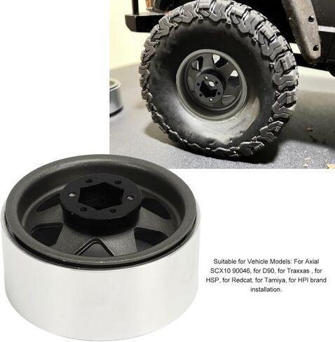 RC Beadlock Wheel Rim, 4Pcs 8.9mm Metal for SCX10 90046 1.9 Inch RC Car Supplies (Black) in Saudi Arabia