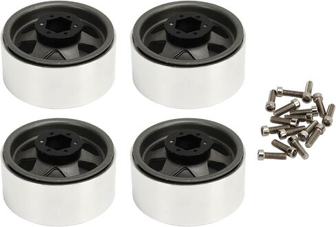 RC Beadlock Wheel Rim, 4Pcs 8.9mm Metal for SCX10 90046 1.9 Inch RC Car Supplies (Black) in Saudi Arabia