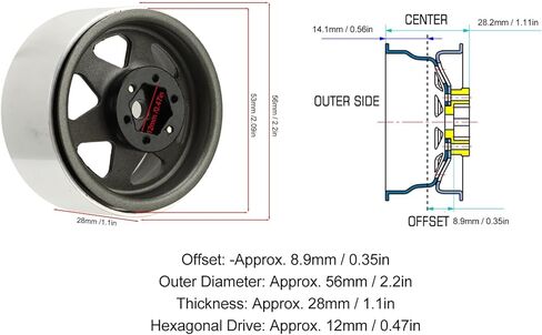 RC Beadlock Wheel Rim, 4Pcs 8.9mm Metal for SCX10 90046 1.9 Inch RC Car Supplies (Black) in Saudi Arabia