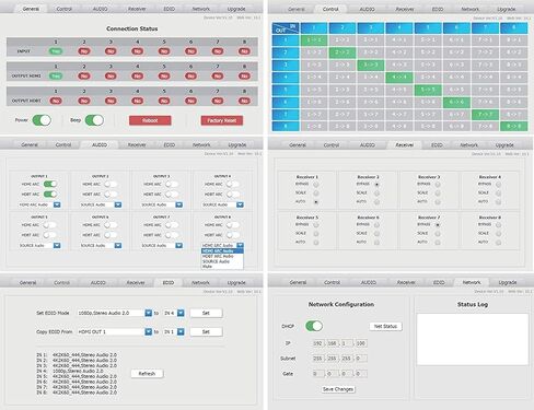 8x16 8x8 HDR 18GBPS HDbaseT 4K Matrix Switcher ARC Downscaling 16x16 مع 8 أجهزة استقبال HDMI 2.0a 2.0 CAT6 CAT5e HDMI HDCP2.2 توجيه SPDIF Audio CONTROL4 Savant Home Automation in Kuwait