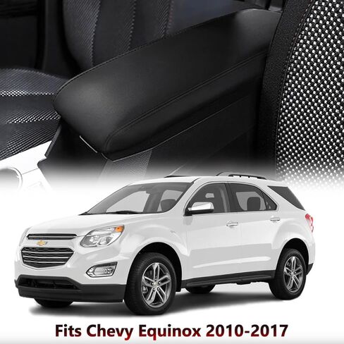 بديل غطاء وحدة التحكم المركزية للسيارة KBH لسيارة Chevy Equinox & GMC Terrain 2010-2017، زخرفة جلدية من الفينيل، غطاء بديل لمسند ذراع وحدة التحكم الوسطى، مضاد للخدش، أسود in Kuwait