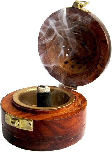 Handmade Wooden Classic Pyramid Design Incense Cone Dhoop Burner Holder with Top Cone Shape Incense Burner Box in Saudi Arabia