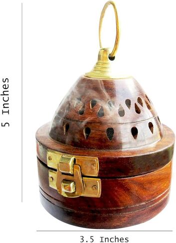 Handmade Wooden Classic Pyramid Design Incense Cone Dhoop Burner Holder with Top Cone Shape Incense Burner Box in Saudi Arabia