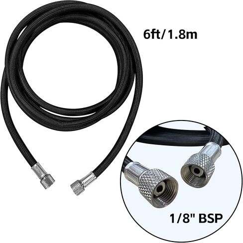 خرطوم البخاخة المضفر من النايلون الفاخر بطول 6 أقدام مع تركيبات قياسية مقاس 1/8 بوصة على كلا الطرفين in Kuwait