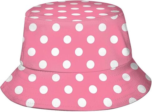 Polka Dots Bucket Hat Cute Fisherman Hat Polka Dot Bucket Hats Sun Hat for Fishing Hiking Camping in Saudi Arabia