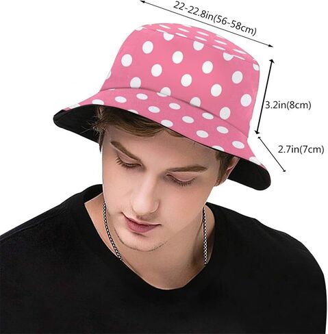 Polka Dots Bucket Hat Cute Fisherman Hat Polka Dot Bucket Hats Sun Hat for Fishing Hiking Camping in Saudi Arabia