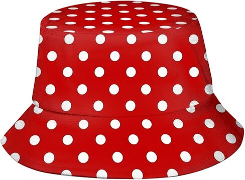 Polka Dots Bucket Hat Cute Fisherman Hat Polka Dot Bucket Hats Sun Hat for Fishing Hiking Camping in Saudi Arabia