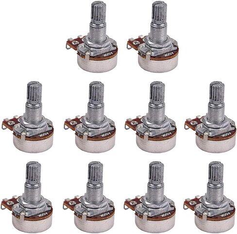 Artibetter 10pcs A50k Bass Pots Potentiometer Long Knurled Split Shaft Audio Taper Low Friction for Guitar Bass Parts Full Size in Saudi Arabia