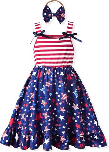 fioukiay Toddler Girls 4th of July Dress Clothes Outfits in Saudi Arabia