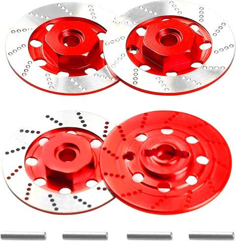 4Pack Vgoohobby Metal 12mm RC Car Hex Hub 12mm Brake Disc Wheel Hubs Adapter Spacer Compatible with Traxxas Tamiya Redcat HSP HPI 1/10 On-Road Car (Red) in Saudi Arabia