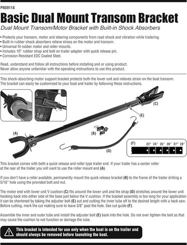 Shoreline Marine Transom Support Bracket Black in Saudi Arabia