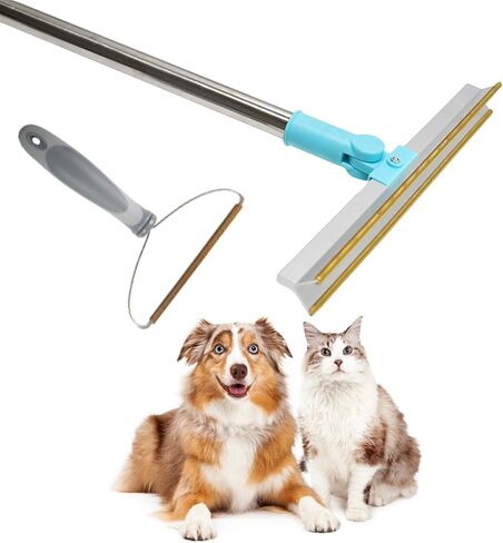 Dog Hair Remover, Carpet Rake, 55" Long Handle Cat Hair Broom, Etra&Pro Pet Hair Remover Set Large Carpet Rake Pet Hair Remover for Rugs Sofa Coat in Kuwait