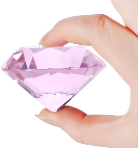 60MM(2.36") Crystal Diamond Paperweight with Metal Base Stand, Diamond Shaped Crystal Jewel Paperweight Glass Gem Centerpieces Decoration for Home Office Wedding (60mm Clear) in Saudi Arabia