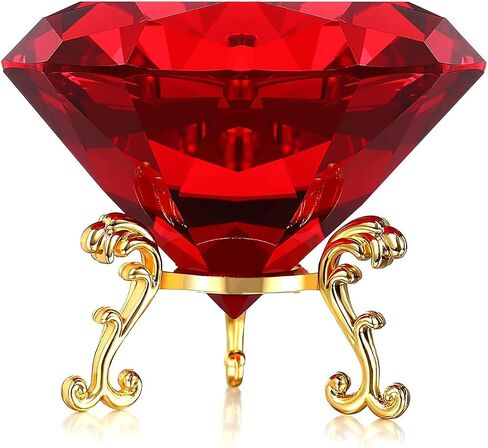 60MM(2.36") Crystal Diamond Paperweight with Metal Base Stand, Diamond Shaped Crystal Jewel Paperweight Glass Gem Centerpieces Decoration for Home Office Wedding (60mm Clear) in Saudi Arabia