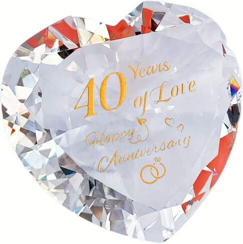 30th Pearl Anniversary Romantic Gifts for Couple Women Her Mum Parents Nan, 30 Years Anniversary Presents for Wife Girlfriend, Crystal Diamond Shaped Paperweights Heart Marriage Keepsake Ornaments in Saudi Arabia