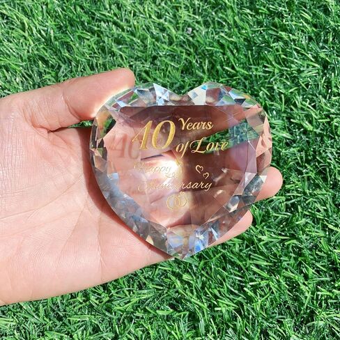 30th Pearl Anniversary Romantic Gifts for Couple Women Her Mum Parents Nan, 30 Years Anniversary Presents for Wife Girlfriend, Crystal Diamond Shaped Paperweights Heart Marriage Keepsake Ornaments in Saudi Arabia