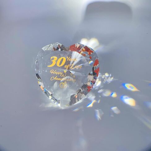 30th Pearl Anniversary Romantic Gifts for Couple Women Her Mum Parents Nan, 30 Years Anniversary Presents for Wife Girlfriend, Crystal Diamond Shaped Paperweights Heart Marriage Keepsake Ornaments in Saudi Arabia