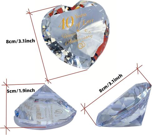 30th Pearl Anniversary Romantic Gifts for Couple Women Her Mum Parents Nan, 30 Years Anniversary Presents for Wife Girlfriend, Crystal Diamond Shaped Paperweights Heart Marriage Keepsake Ornaments in Saudi Arabia