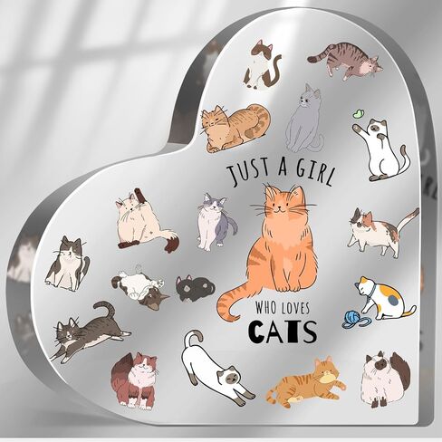 Cat Gifts for Cat Lovers, Cat Lover Birthday Gifts for Women, Just a Girl Who Loves Acrylic Sign, Cat Themed Paperweight Birthday Friendships Gifts, Desk Table Decor for Girls in Saudi Arabia