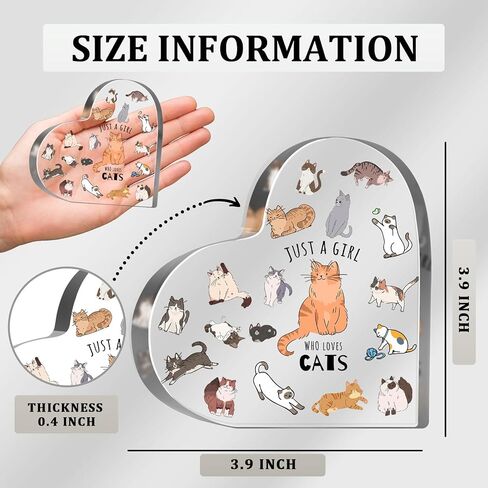 Cat Gifts for Cat Lovers, Cat Lover Birthday Gifts for Women, Just a Girl Who Loves Acrylic Sign, Cat Themed Paperweight Birthday Friendships Gifts, Desk Table Decor for Girls in Saudi Arabia