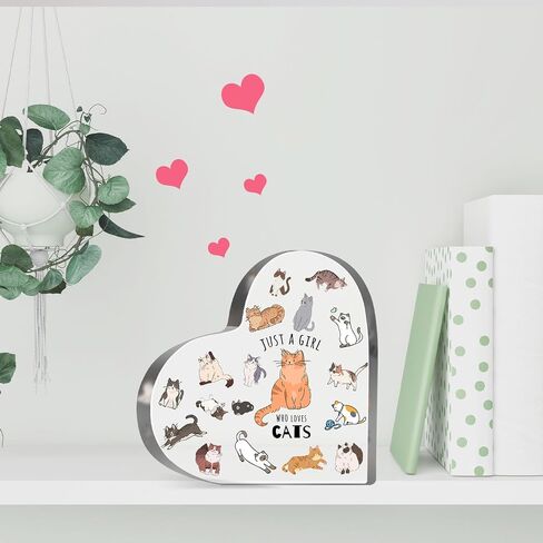 Cat Gifts for Cat Lovers, Cat Lover Birthday Gifts for Women, Just a Girl Who Loves Acrylic Sign, Cat Themed Paperweight Birthday Friendships Gifts, Desk Table Decor for Girls in Saudi Arabia