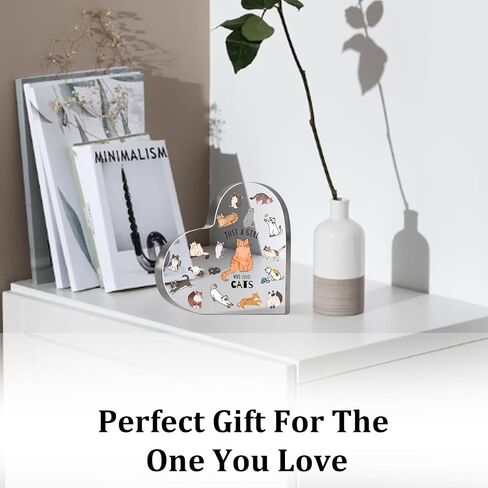 Cat Gifts for Cat Lovers, Cat Lover Birthday Gifts for Women, Just a Girl Who Loves Acrylic Sign, Cat Themed Paperweight Birthday Friendships Gifts, Desk Table Decor for Girls in Saudi Arabia