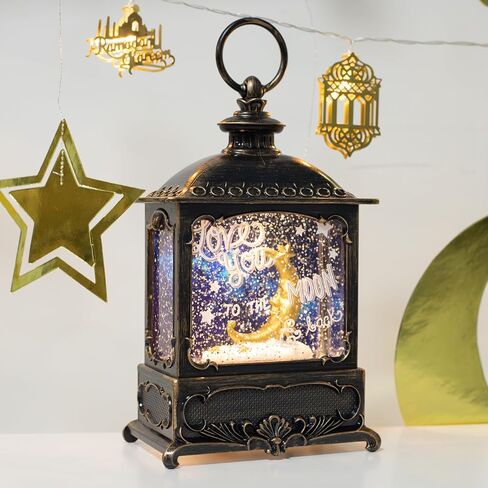 Snow Globes Moon Star Home Decorations 6H Timer Lights Eid Mubarak Gifts for Home Decor Party Supplies Battery Operated & USB Operated in Kuwait