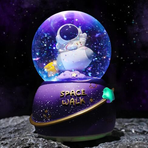 Astronaut Snow Globes for Kids,80MM Musical Glitter Snow Globe to Take Children to Explore The Vast Starry Sky, Astronaut Toys Birthday Gifts for Boys and Girls, Space Decoration in Kuwait