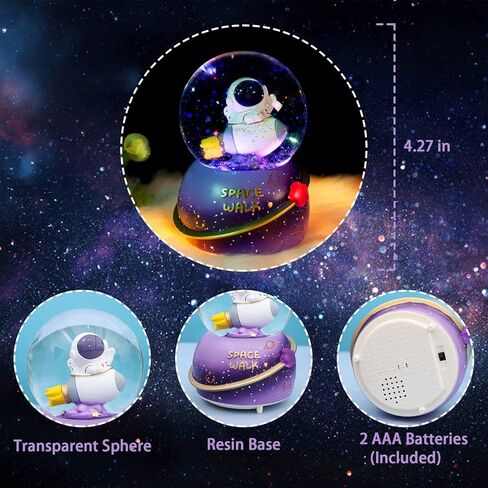 Astronaut Snow Globes for Kids,80MM Musical Glitter Snow Globe to Take Children to Explore The Vast Starry Sky, Astronaut Toys Birthday Gifts for Boys and Girls, Space Decoration in Kuwait