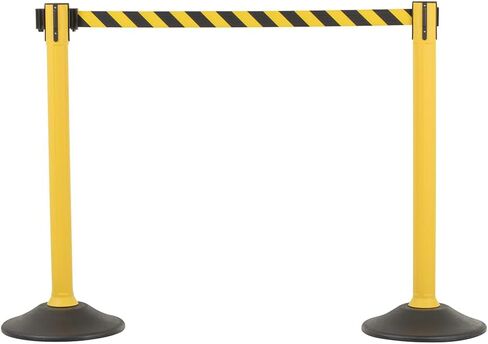US Weight Crowd Control barriers- Sentry Stanchion with Retractable Belt Barrier– Easy Connect Assembly (2-Pack) Crowd Control Stanchions - Chevron Yellow/Black in Saudi Arabia