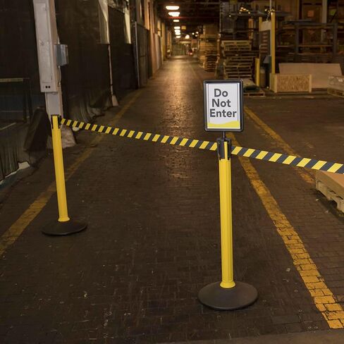 US Weight Crowd Control barriers- Sentry Stanchion with Retractable Belt Barrier– Easy Connect Assembly (2-Pack) Crowd Control Stanchions - Chevron Yellow/Black in Saudi Arabia