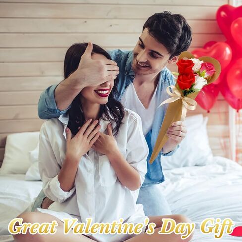 حقيبة باقة زهور التخرج 20 قطعة منthenshop مقاس 18.3 × 7.1 بوصة على شكل قلب وأكمام زهرة واحدة وحقيبة باقة زهور على شكل قلب هدية صندوق زهور مع شريط لهدايا عيد ميلاد الذكرى السنوية لزهرة الورد المفردة (كرافت) in Kuwait