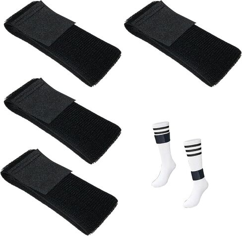 4pcs Soccer Shin Guard Straps 12x2 Black Adjustable Nylon Elastic Sports Strap Non-Crash Sports Bandage in Saudi Arabia