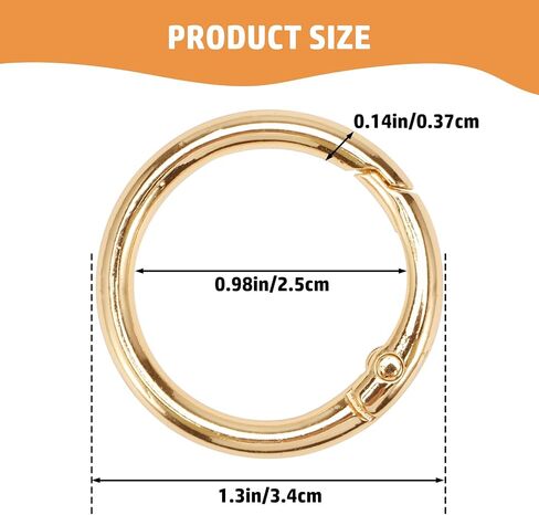 10Pcs Spring O Rings Clip Keychain,1 Inch Round Snap Clip Gold Key Rings for Keychain Alloy Round Buckle Key Hook Purse Strap Extender Clip for Keys,Bag, Handbag, DIY Crafts in Saudi Arabia