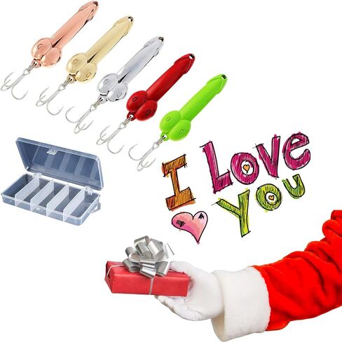 Fishing Lures Gag Gift for Men, White Elephant Gift Father's Day Angler Fishermen Metal Luminous Long Casting Sequin Spoons Lures for Bass in Saudi Arabia