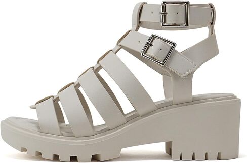 Soda “Rebirth" ~ Women Open Toe Fisherman Multi Strap Buckle Lug Sole Low Block Heeled Sandals in Saudi Arabia