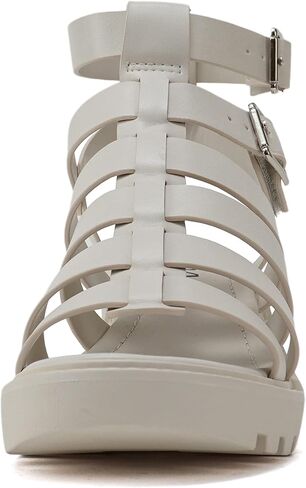 Soda “Rebirth" ~ Women Open Toe Fisherman Multi Strap Buckle Lug Sole Low Block Heeled Sandals in Saudi Arabia