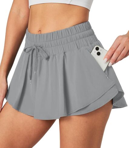 IUGA Athletic Shorts for Women Flowy Shorts High Waisted Workout Gym Running Shorts Quick Dry Tennis Skirts with Pocket in Saudi Arabia