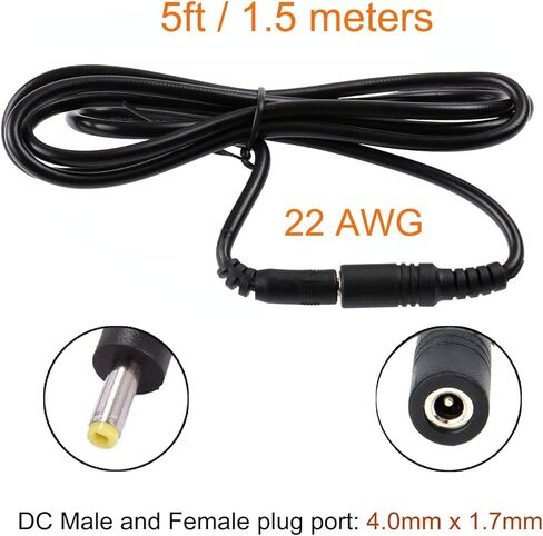 2 حزمة DC 4.0 مم كابل تمديد أنثى إلى ذكر، LeTaoXing 4.0 مم × 1.7 مم قابس تيار مستمر سلك الطاقة 3 أمتار لجهاز مراقبة ضغط الدم في الذراع العلوي من Omron Healthcare 5، 7,10 سلسلة 10 أقدام in Kuwait