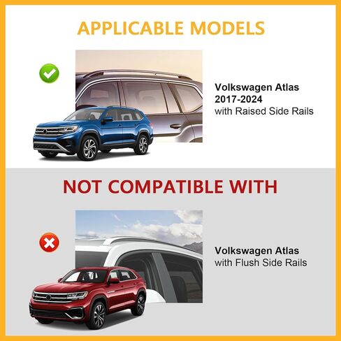 220lbs Roof Rack Cross Bars Compatible with Volkswagen VW Atlas 2017-2024 with Raised Side Rails, Heavy Duty Anti-Theft Lockble Aluminum Roof Rails Crossbars Rooftop Luggage Racks Carrier in Saudi Arabia