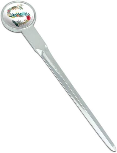 Letter S Floral Monogram Initial Classic Chrome Plated Metal Envelope Letter Opener Slitter in Saudi Arabia