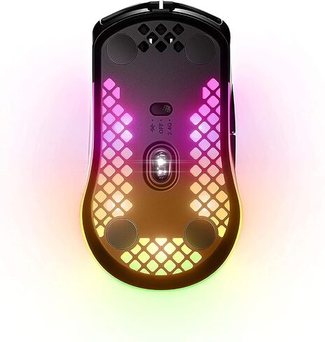 SteelSeries Aerox 3 Wireless - ماوس ألعاب خفيف للغاية - مستشعر بصري TrueMove Air 18,000 CPI - تصميم مقاوم للماء خفيف الوزن للغاية - عمر البطارية 200 ساعة (متجدد) in Saudi Arabia