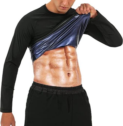 Sauna Suit Shirt for Men Weight Loss Sweat Waist Trainer Vest Workout Compression Tank Top in Saudi Arabia