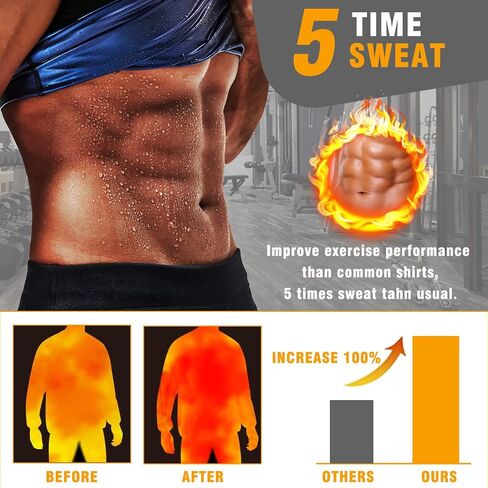 Sauna Suit Shirt for Men Weight Loss Sweat Waist Trainer Vest Workout Compression Tank Top in Saudi Arabia