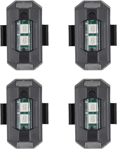 4 قطع LED 3 ألوان أضواء ستروب بدون طيار، 3 أوضاع إضاءة قابلة للشحن ومضادة للتصادمات، ضوء تحذير وامض مقاوم للماء للدراجات النارية بدون طيار والشاحنات والسيارات والدراجات (مع كابل شحن) in Saudi Arabia